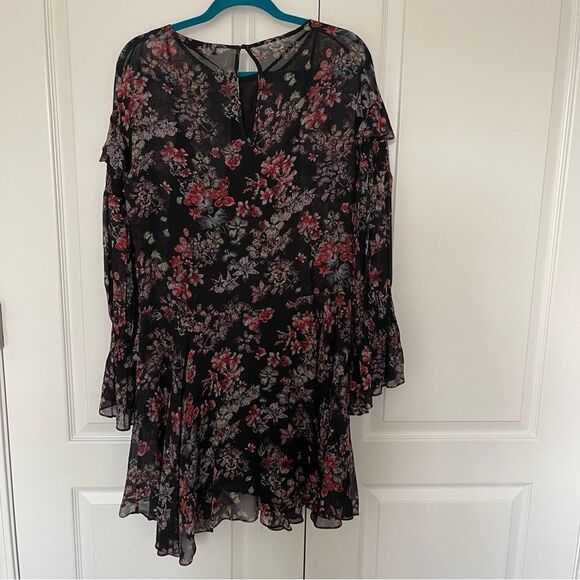 IRO Averen Black Ruffle Chiffon Dress Size 36 - Picture 12 of 15